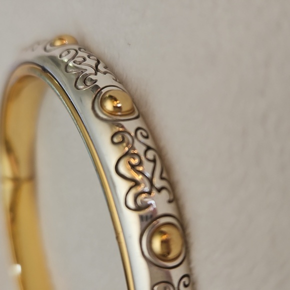 BRIGHTON Two-tone Scroll Bangle Clamper Bracelet - Picture 6 of 8